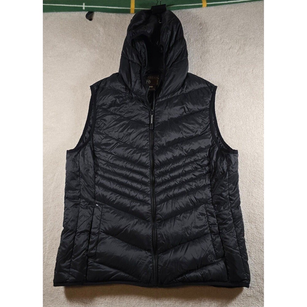 Roper Down Feather Filled Black Sleeveless Puffer Vest Hoodie XL